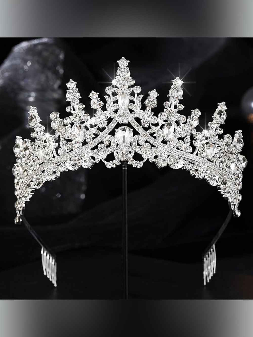 Silver Crystal Bridal Tiara - Sparkling Rhinestone Crown